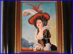 Portrait Elizabeth de France Camille Fauré Large Enamel Art Limoges France
