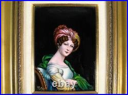 Portrait Madame De Stael Enamel Art Limoges Signed Restoueix