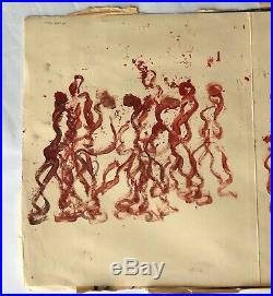 Purvis Young Horses And Spirit Dancers Enamel Paint On Two Manila File Folders