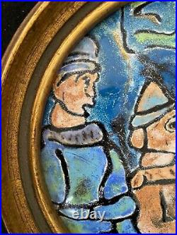 RARE Antique Mid Century Modern Impressionist Enamel Copper Painting, Rouault