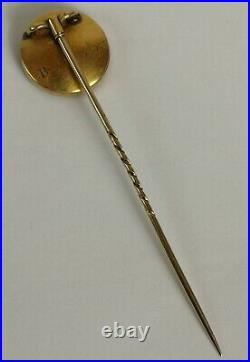 RARE William Essex Enamel Tiger's Head Portrait Gold Stick Pin c1860