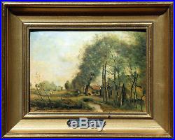 ROAD of SAINT-LE-NOBLE- Miniature enameled on hammered copper plate (of COROT)