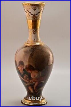 ROYAL VIENNA Antique Original Art Signed Franz Dorfl Hand Painted Porcelain Vase