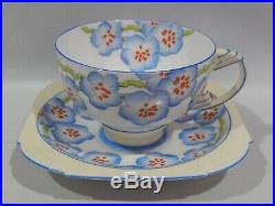 Rare 1920s PARAGON Art Deco ALMOND BORDER CUP & SAUCER Hand painted & Enamelled