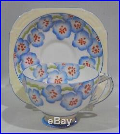 Rare 1920s PARAGON Art Deco ALMOND BORDER CUP & SAUCER Hand painted & Enamelled