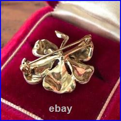 Rare Antique 14k Gold Pink Enamel Pearl Blossom Flower Pin Brooch Art Nouveau