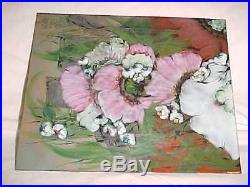 Rare Exhibited Signed Lilyan Bachrach Enamel Copper Art Modern Flower Painting