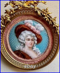 Rare French Enamel On Copper Painting On Guilloche Of Marie Antoinette Of France