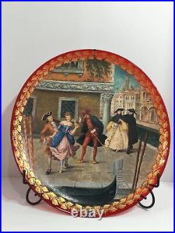 Rare Giancarlo Begotti Cenedese Enameled Scarlet Red Murano Glass Charger 18