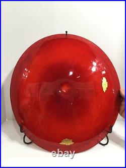 Rare Giancarlo Begotti Cenedese Enameled Scarlet Red Murano Glass Charger 18