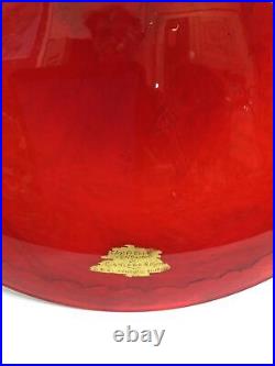 Rare Giancarlo Begotti Cenedese Enameled Scarlet Red Murano Glass Charger 18