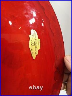 Rare Giancarlo Begotti Cenedese Enameled Scarlet Red Murano Glass Charger 18