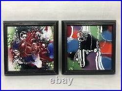 Rare Vintage1960s William Jacobs Untitled Abstract Enamel on Metal Tile Lot Of 2