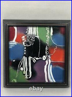 Rare Vintage1960s William Jacobs Untitled Abstract Enamel on Metal Tile Lot Of 2