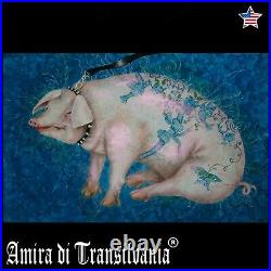 Realist art painting oil animal portrait fetish pig tatoo figurative decorative
