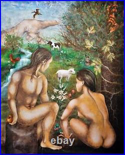 Religion sacred art painting contemporary artist original signed canvas adam eva