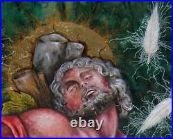 Religious art sacred painting contemporary modern saint sebastian man portrait