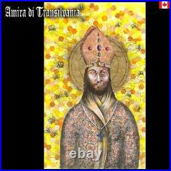 Religious art sacred painting contemporary saint pope man portrait bee modernism