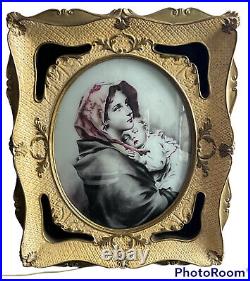 Reverse Painted Glass Mother & Child Lighted Framed Wall Art