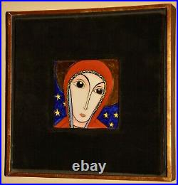 SERGEY SMIRNOV Original Vintage Madonna Icon Enamel Modern Portrait Oil Painting