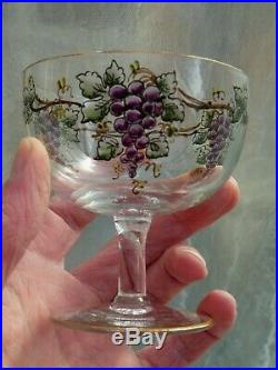 SET 4 JUGENDSTIL ART NOUVEAU ENAMEL PAINTED DRINKING WINE HOCK GLASSES 1900s