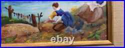 SIGNED W Rubins Enamel Copper Painting with Beautiful Gold Frame Harry Winfield