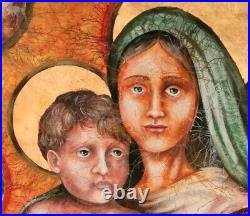 Sacred religious art painting church modern icons woman madonna jesus child hand