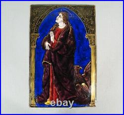 Saint Jean THE EVANGELIST Antique Plate Enamel Limoges Period 19th Century