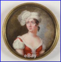 School of Geneva Lady in Empire dress, high quality enamel miniature! , 1810/15