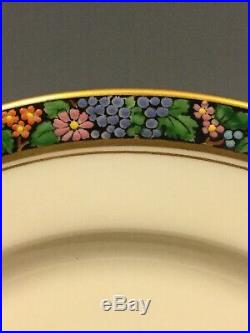 Set Of 11 Vintage Lenox Hand Painted Enamel Fruit Flowers Plates Arts and Crafts