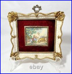 Set Of 2 Minature Victorian Watercolor withEnamel Framed/Signed/ Reproductions
