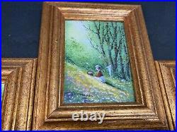 Set of 4 Charles Parthesius Signed Enamel on Copper Nature Paintings Miniatures