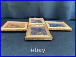 Set of 4 Charles Parthesius Signed Enamel on Copper Nature Paintings Miniatures