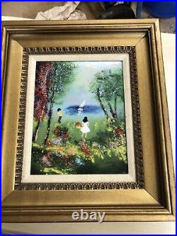 Set of 4 Louis Cardin Signed Original 1978 enamel on copper framed paintings