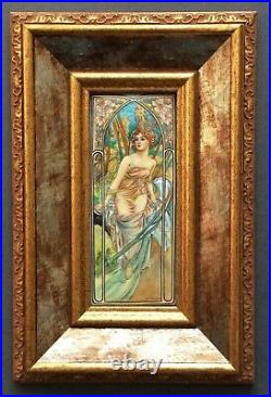 Set of enamel miniature The times of the dayinspired by Alphonse Mucha