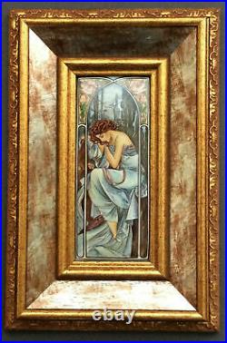 Set of enamel miniature The times of the dayinspired by Alphonse Mucha