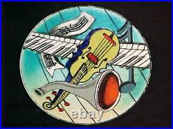 Signed 1940s Kathe Berl Modern Enamel Copper Art Plate Midcentury Jazz Painting