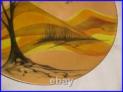 Signed Anita Trottier Modern Enamel Copper Art Plate Midcentury Painting 8 3/4