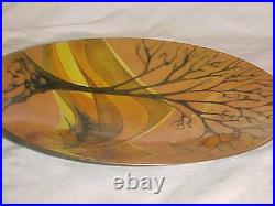 Signed Anita Trottier Modern Enamel Copper Art Plate Midcentury Painting 8 3/4