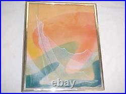 Signed Denyse Verdy Modern Enamel Copper Art Painting Plaque Abstract Canadian