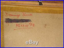 Signed Domingo Block Modern Enamel Copper Art Plaque Midcentury Mexican Painting