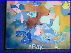 Signed Gella Weihs Modern Enamel Copper Art Plaque Midcentury Abstract Painting