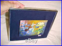 Signed Gella Weihs Modern Enamel Copper Art Plaque Midcentury Abstract Painting