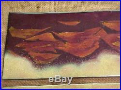 Signed Henry Cote Modern Enamel Copper Art Plaque Abstract Grand Canyon Painting