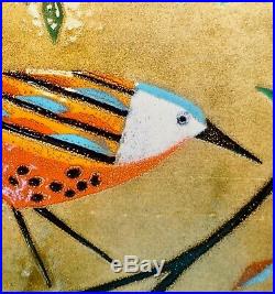 Signed Judith Daner Enamel on Copper Painting Bird on a Limb 13.5 x 18.5 EUC