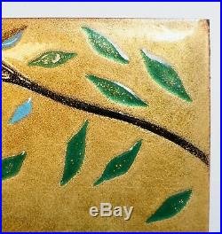 Signed Judith Daner Enamel on Copper Painting Bird on a Limb 13.5 x 18.5 EUC