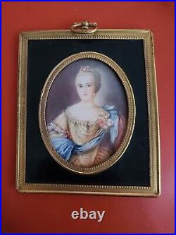 Signed MEY Antique Austrian Royalty Miniature Portrait Hand Painting Framed