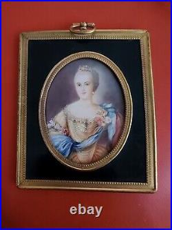 Signed MEY Antique Austrian Royalty Miniature Portrait Hand Painting Framed