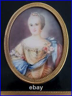 Signed MEY Antique Austrian Royalty Miniature Portrait Hand Painting Framed