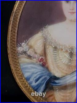 Signed MEY Antique Austrian Royalty Miniature Portrait Hand Painting Framed